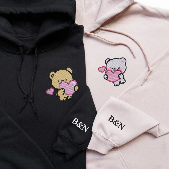 Bluzy dla par, misie, śmieszne haftowana prezent na rocznicę walentynki